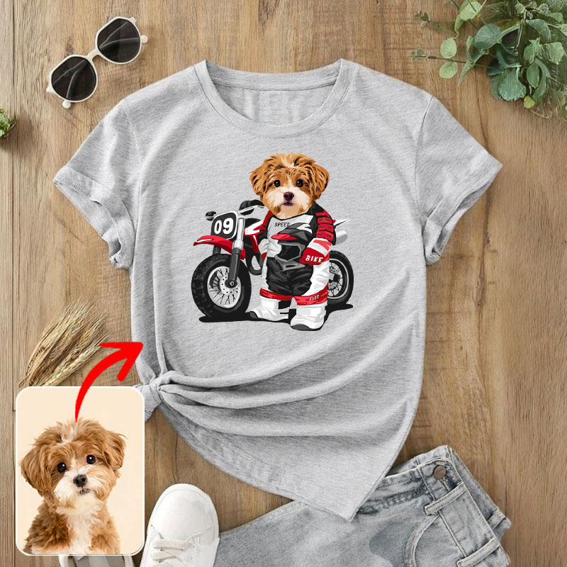 カスタムフワモコ部  プレミアムTシャツ  オートバイレーサー  1頭デザイン 0814-1-3