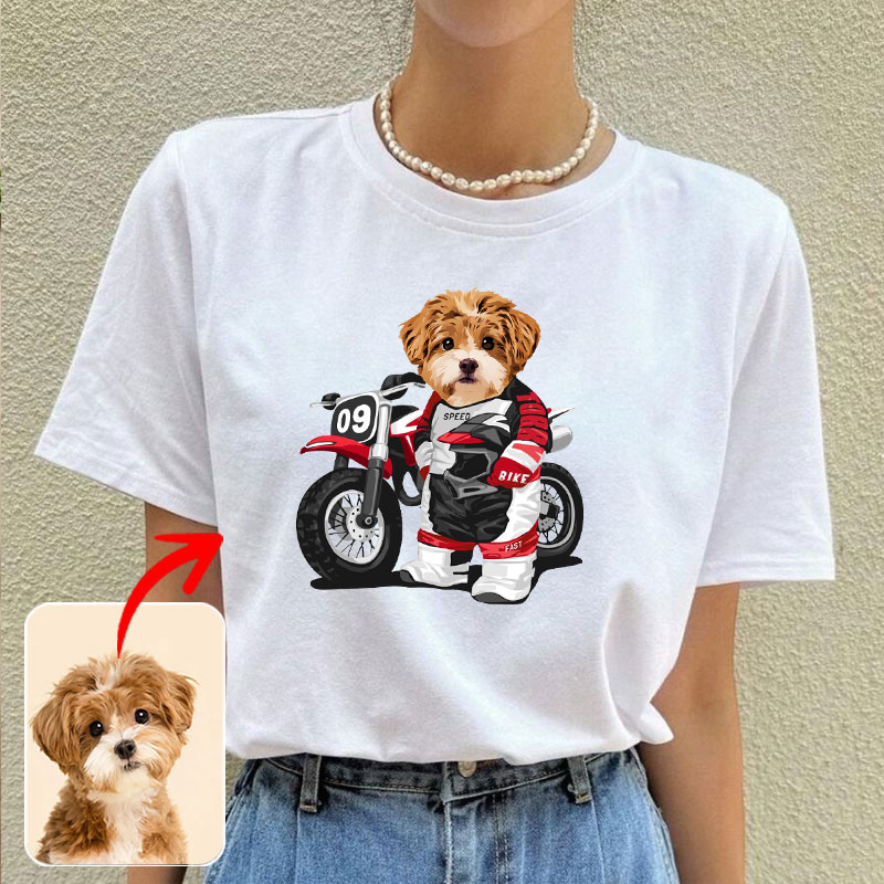 カスタムフワモコ部  プレミアムTシャツ  オートバイレーサー  1頭デザイン 0814-1-3