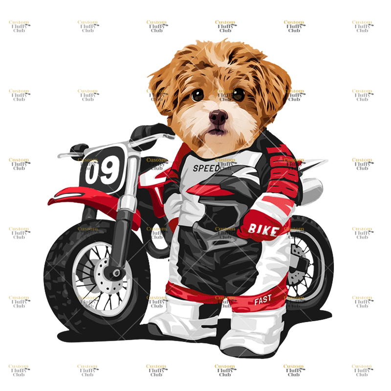 カスタムフワモコ部 　パーカー   オートバイレーサー   1頭デザイン0830-2-11