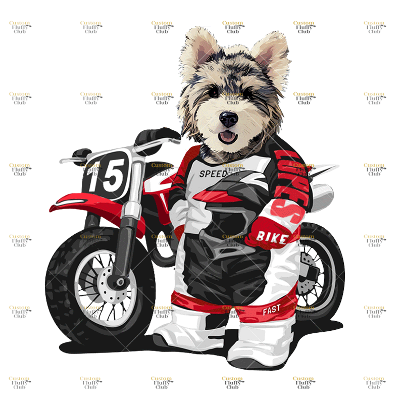 カスタムフワモコ部 　パーカー   オートバイレーサー   1頭デザイン0830-2-11