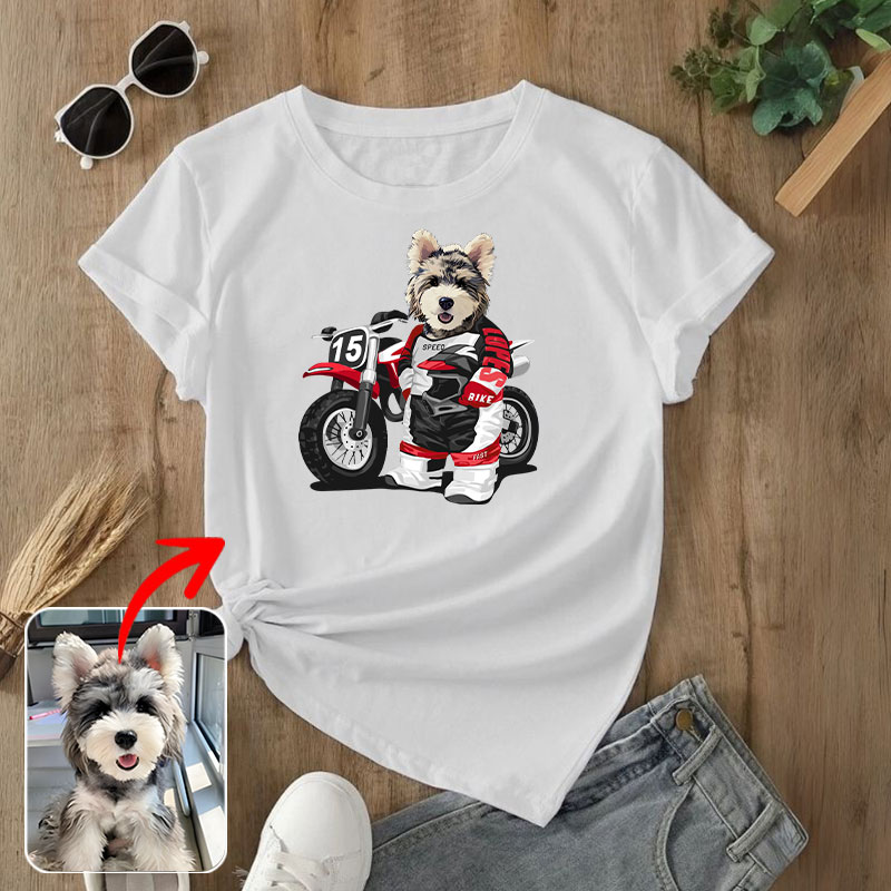 カスタムフワモコ部  プレミアムTシャツ  オートバイレーサー  1頭デザイン 0814-1-3