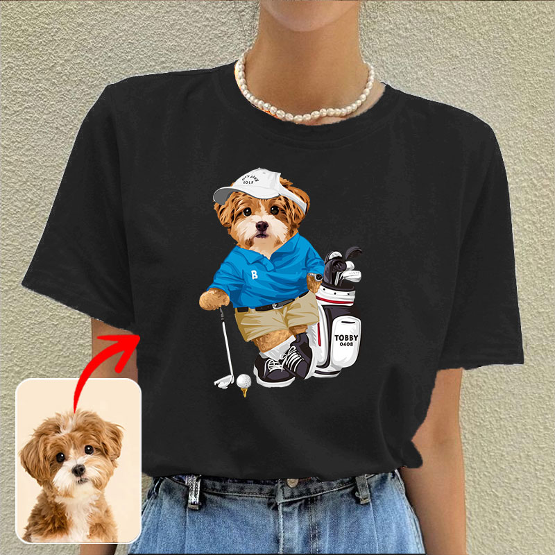 カスタムフワモコ部  プレミアムTシャツ   ゴルフ  1頭デザイン 0613-1-1