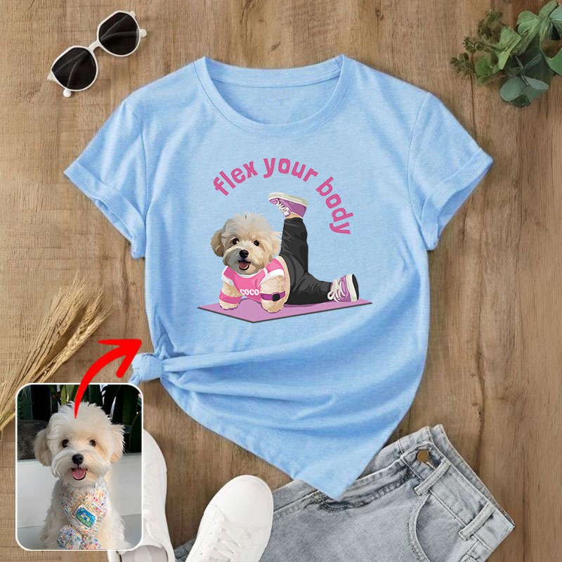 カスタムフワモコ部  プレミアムTシャツ  ヨガポーズ  1頭デザイン 0827-2-1