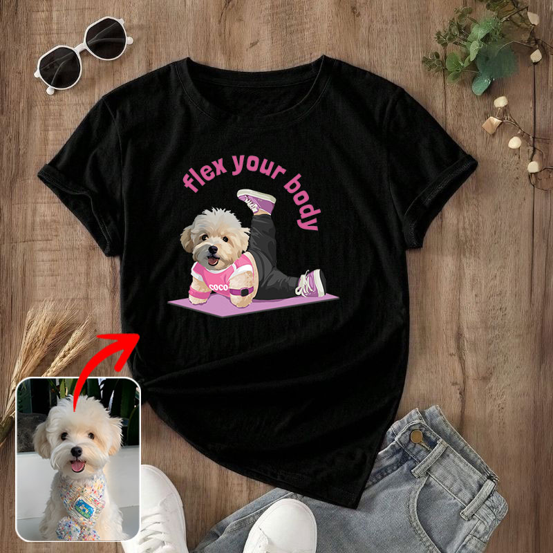 カスタムフワモコ部  プレミアムTシャツ  ヨガポーズ  1頭デザイン 0827-2-1