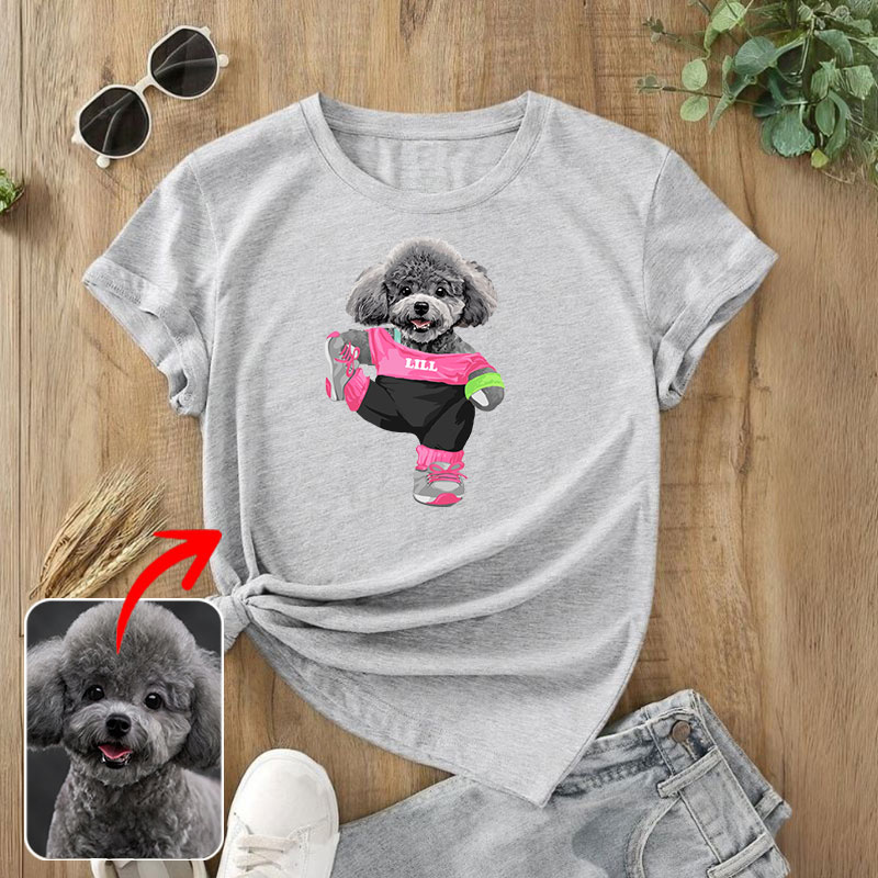 カスタムフワモコ部  プレミアムTシャツ  ヨガポーズ  1頭デザイン 0827-2-4