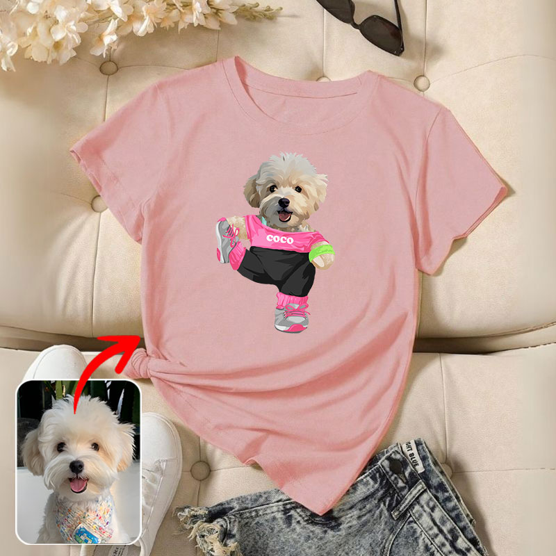 カスタムフワモコ部  プレミアムTシャツ  ヨガポーズ  1頭デザイン 0827-2-4