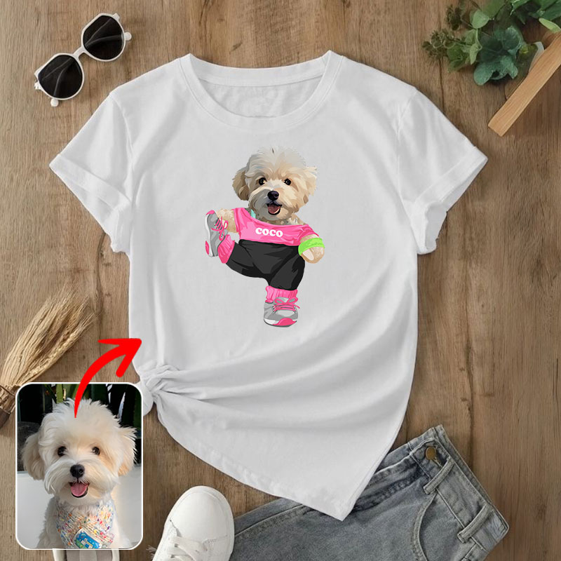 カスタムフワモコ部  プレミアムTシャツ  ヨガポーズ  1頭デザイン 0827-2-4