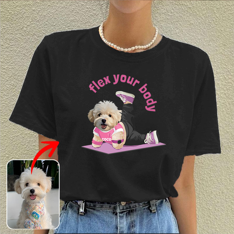 カスタムフワモコ部  プレミアムTシャツ  ヨガポーズ  1頭デザイン 0827-2-1