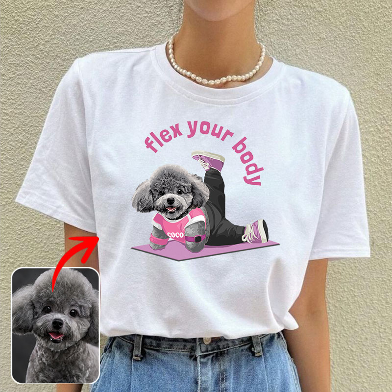 カスタムフワモコ部  プレミアムTシャツ  ヨガポーズ  1頭デザイン 0827-2-1