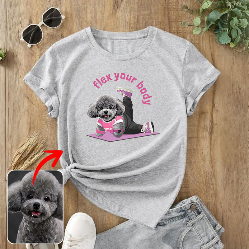 カスタムフワモコ部  プレミアムTシャツ  ヨガポーズ  1頭デザイン 0827-2-1