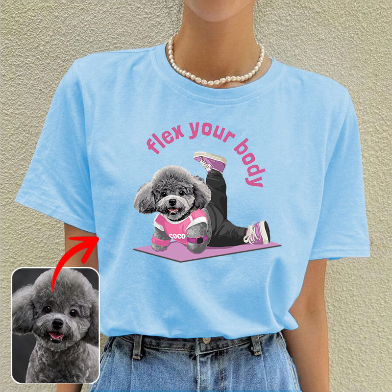 カスタムフワモコ部  プレミアムTシャツ  ヨガポーズ  1頭デザイン 0827-2-1