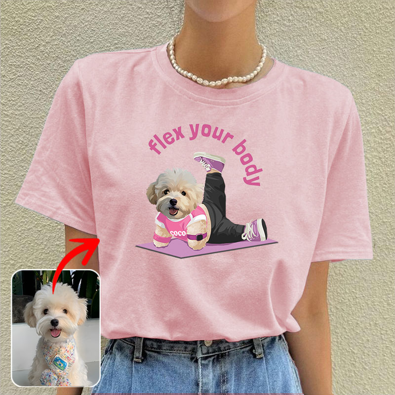 カスタムフワモコ部  プレミアムTシャツ  ヨガポーズ  1頭デザイン 0827-2-1