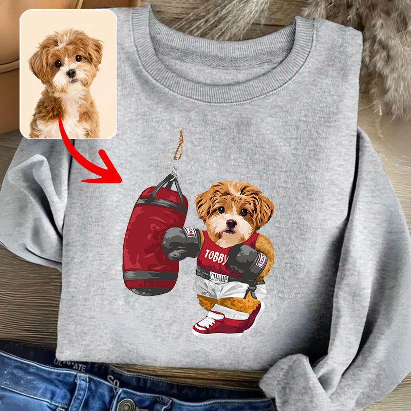 カスタムフワモコ部 　トレーナー   Sandbag Boxing  １頭デザイン0830-1-1