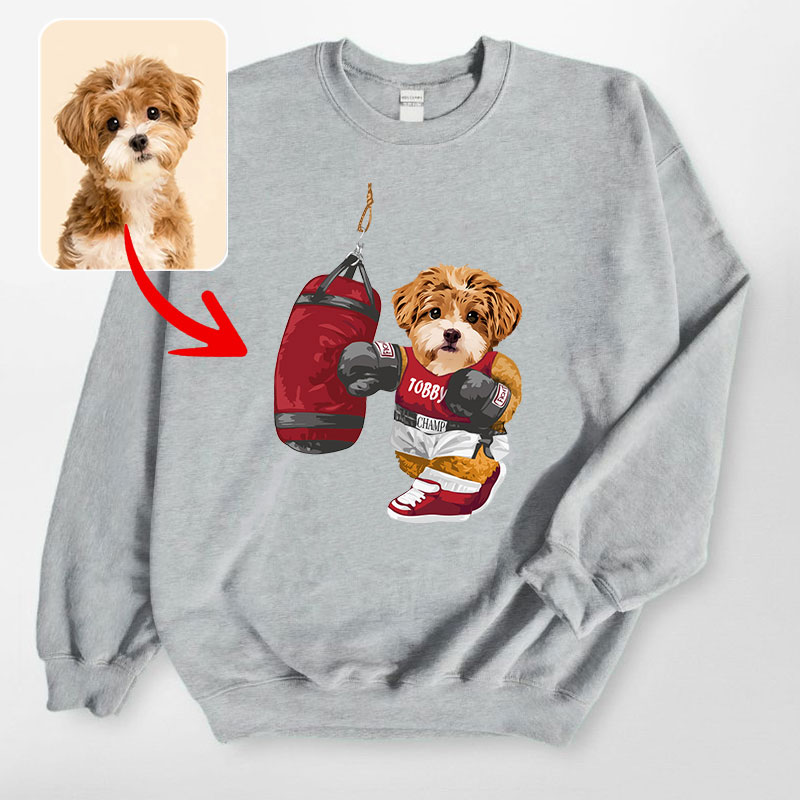 カスタムフワモコ部 　トレーナー   Sandbag Boxing  １頭デザイン0830-1-1