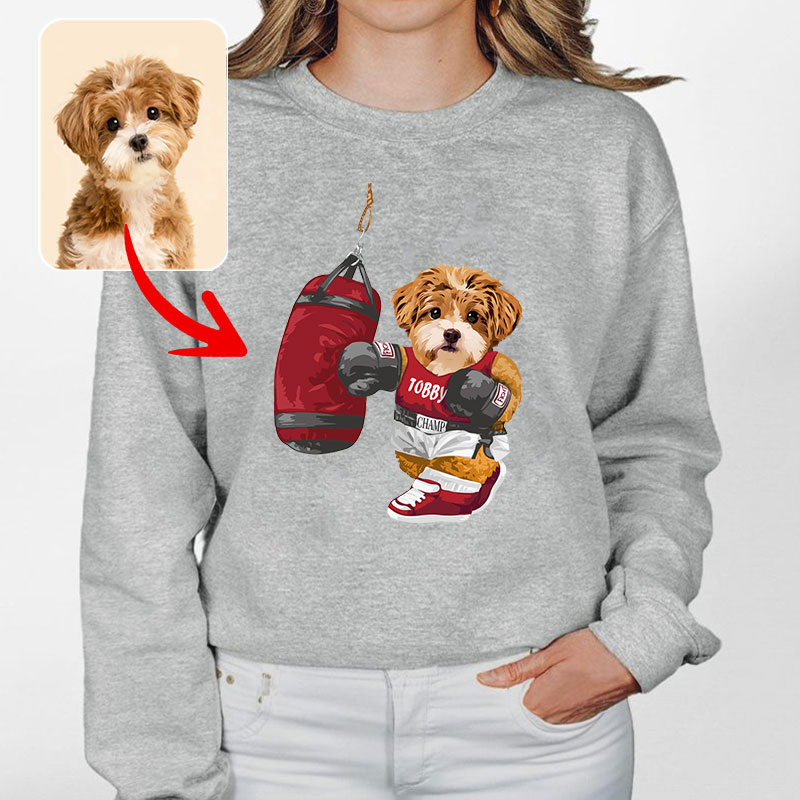 カスタムフワモコ部 　トレーナー   Sandbag Boxing  １頭デザイン0830-1-1