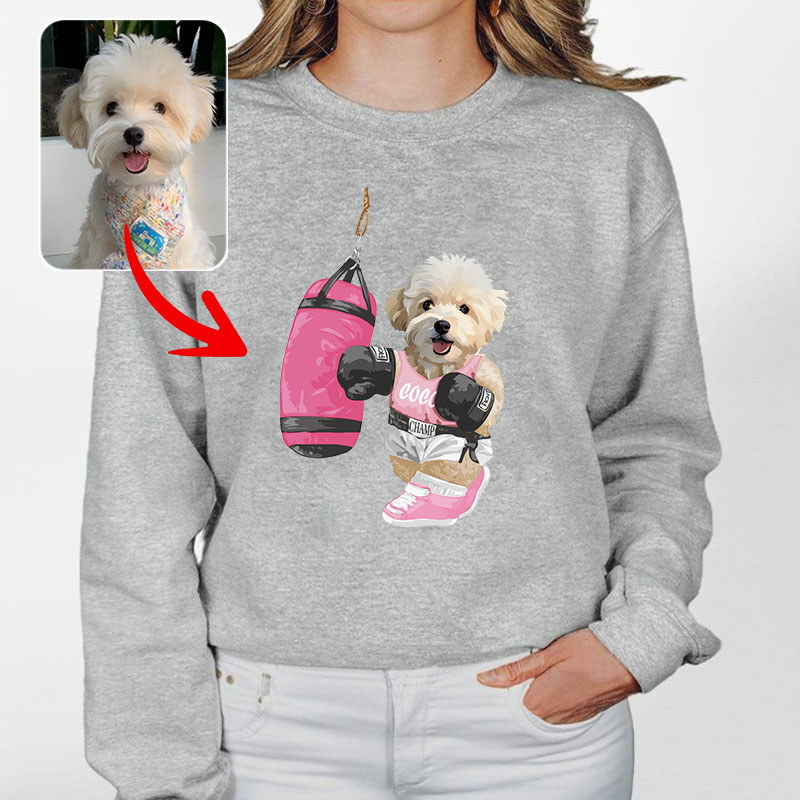 カスタムフワモコ部 　トレーナー   Sandbag Boxing  １頭デザイン0830-1-1