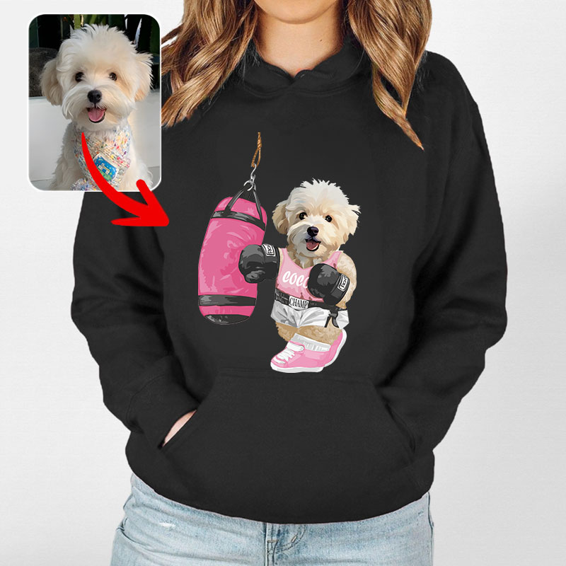 カスタムフワモコ部 　パーカー  Sandbag Boxing  1頭デザイン0830-2-1