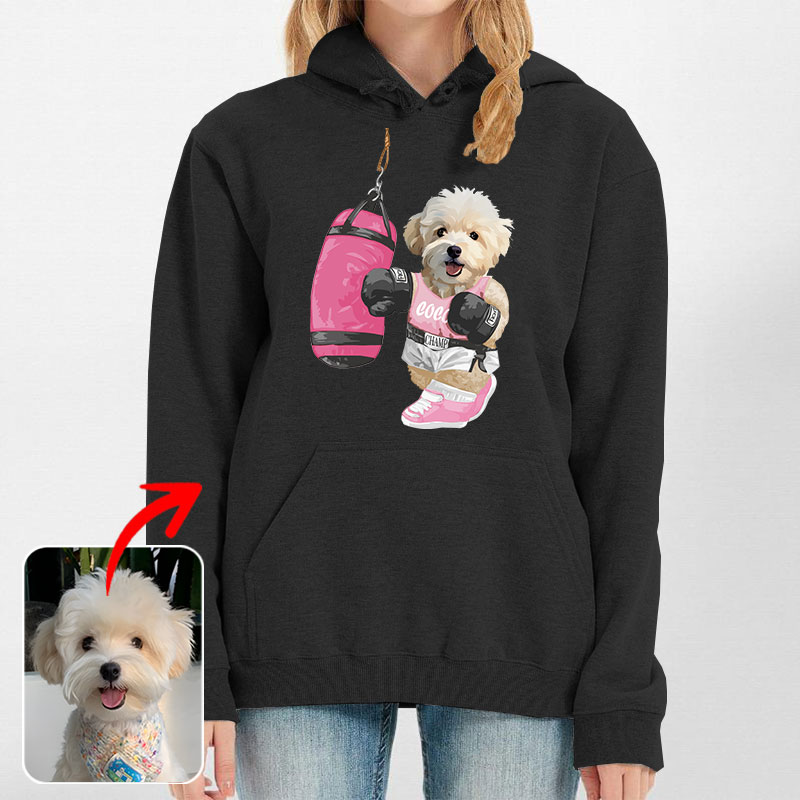 カスタムフワモコ部 　パーカー  Sandbag Boxing  1頭デザイン0830-2-1