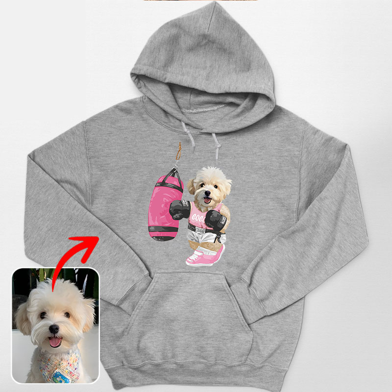 カスタムフワモコ部 　パーカー  Sandbag Boxing  1頭デザイン0830-2-1