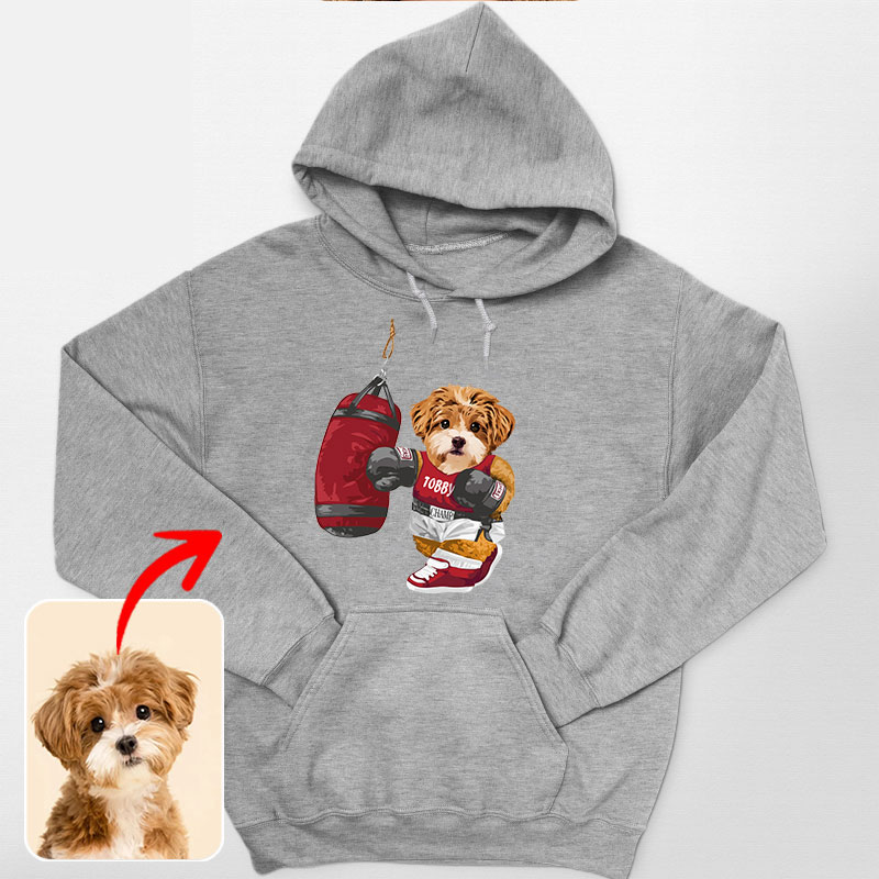 カスタムフワモコ部 　パーカー  Sandbag Boxing  1頭デザイン0830-2-1