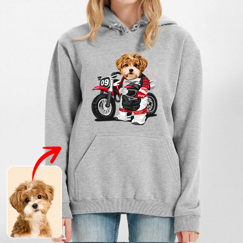 カスタムフワモコ部 　パーカー   オートバイレーサー   1頭デザイン0830-2-11