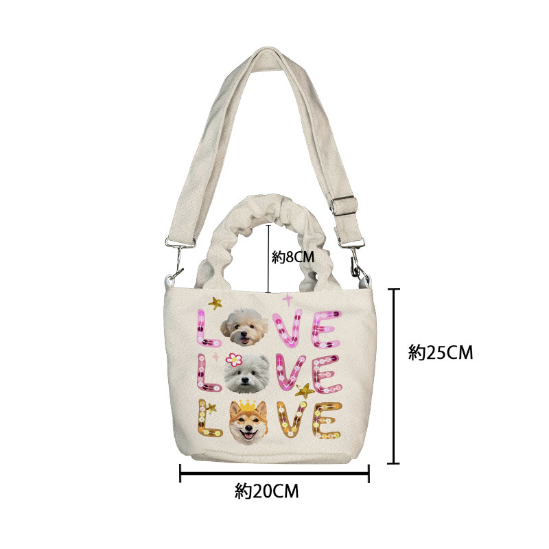 カスタムフワモコ部  着脱ショルダー通勤トート 【2頭デザイン】  0909-1-3