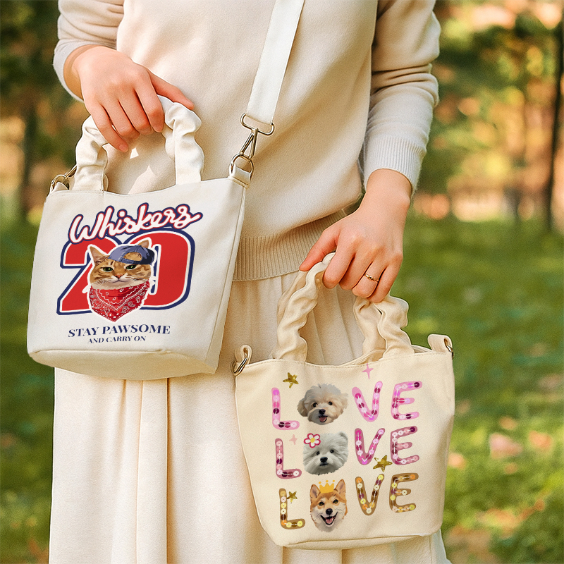 カスタムフワモコ部  着脱ショルダー通勤トート 【2頭デザイン】  0909-1-3