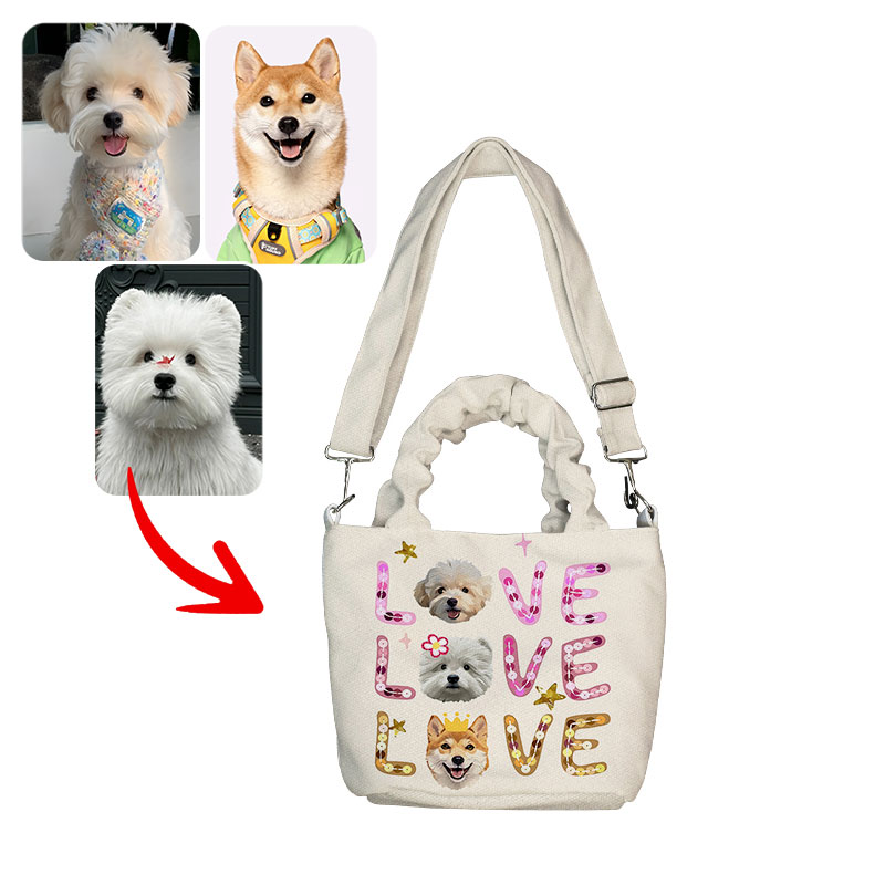 カスタムフワモコ部  着脱ショルダー通勤トート 【2頭デザイン】  0909-1-3