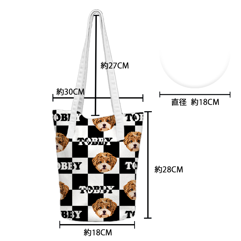 カスタムフワモコ部  丸底バケツバッグ 【1頭デザイン】 0908-1-2