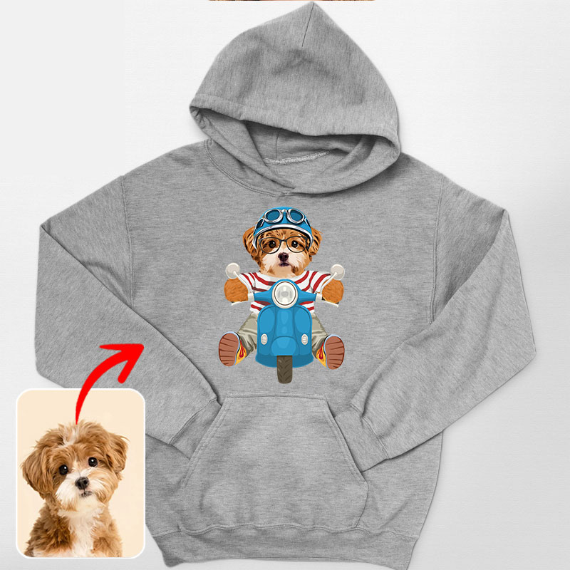 カスタムフワモコ部 　パーカー スクーター1頭デザイン0925-3-1