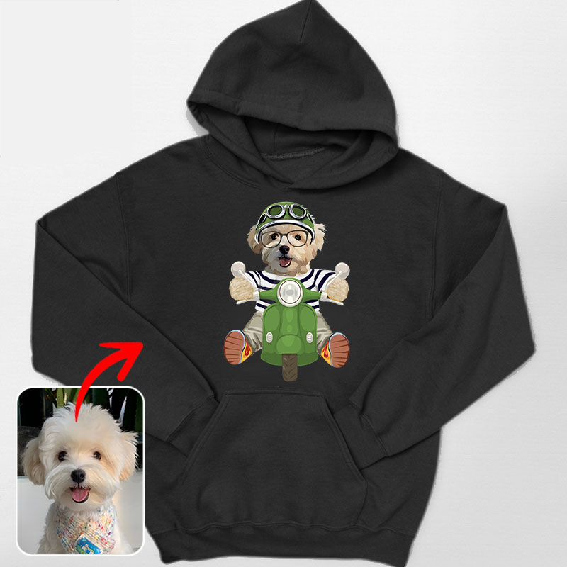 カスタムフワモコ部 　パーカー スクーター1頭デザイン0925-3-1