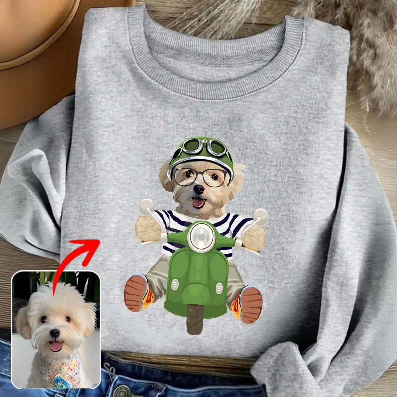 カスタムフワモコ部 　トレーナー スクーター 1頭デザイン0925-2-1