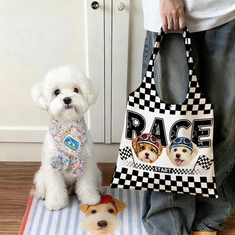 カスタムフワモコ部  折りたたみエコバッグ 【2頭デザイン】 0909-2-5