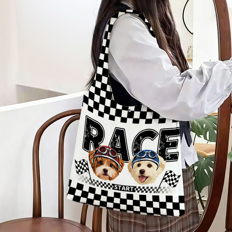 カスタムフワモコ部  折りたたみエコバッグ 【2頭デザイン】 0909-2-5