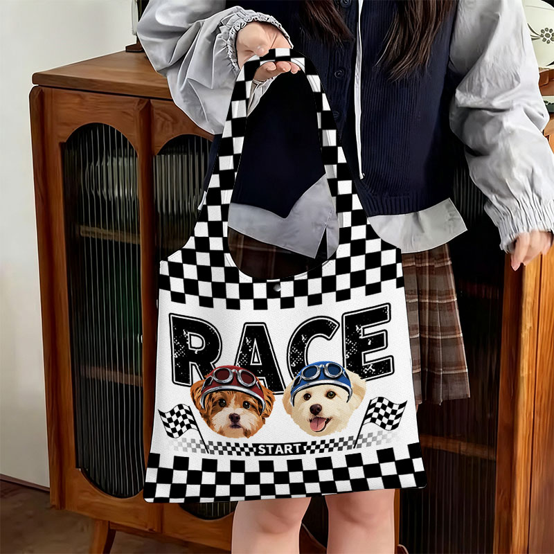 カスタムフワモコ部  折りたたみエコバッグ 【2頭デザイン】 0909-2-5