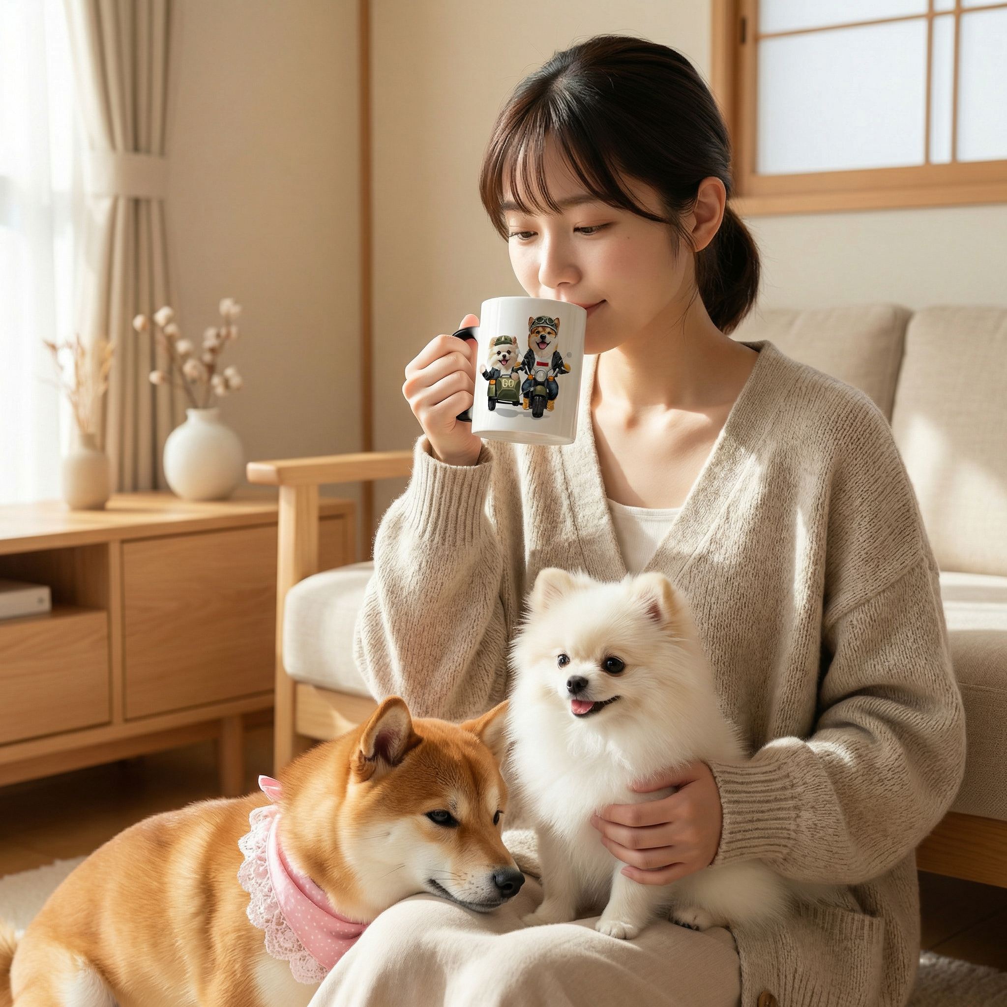 カスタムフワモコ部 　色が変わるマグカップ   【2頭デザイン】260205-7