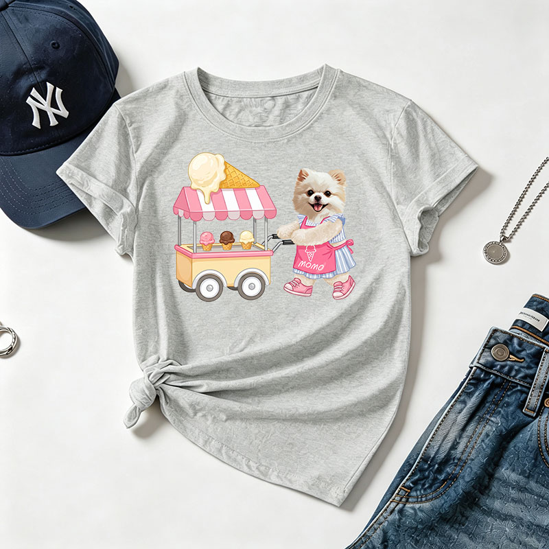 カスタムフワモコ部   Summer Ice Cream  プレミアムTシャツ  1頭デザイン 260610-7