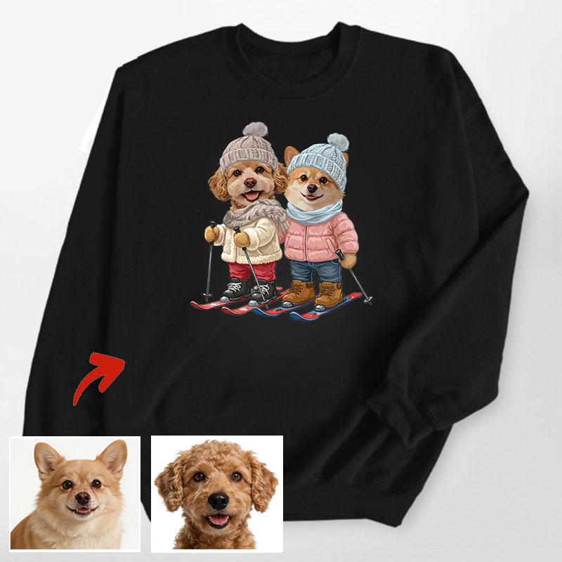 カスタムフワモコ部 　トレーナー   Girls skiing    2頭デザイン251218-9