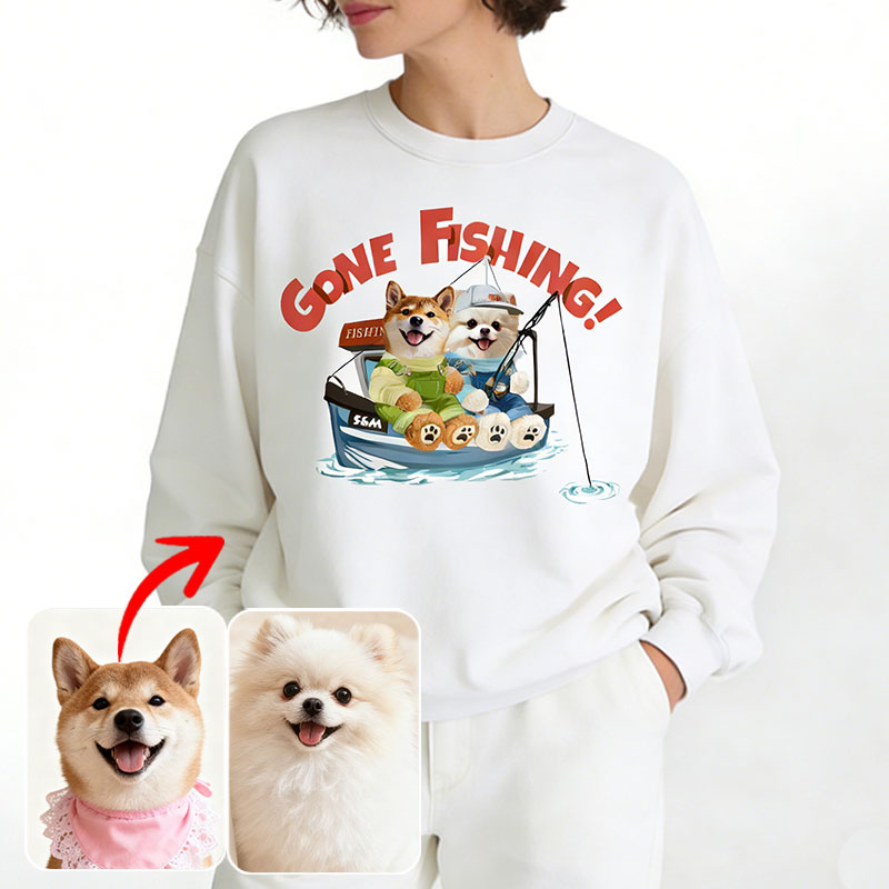 カスタムフワモコ部 　トレーナー  釣り  2頭デザイン251210-2