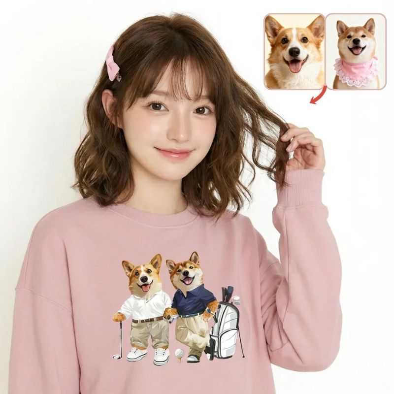 カスタムフワモコ部 　トレーナー   ゴルフ紳士    3頭デザイン251223-4