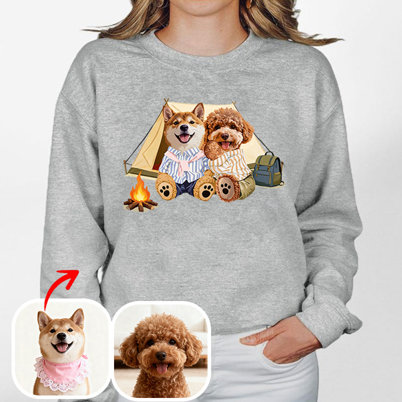 カスタムフワモコ部  トレーナー  キャンプ 2頭デザイン26121-3