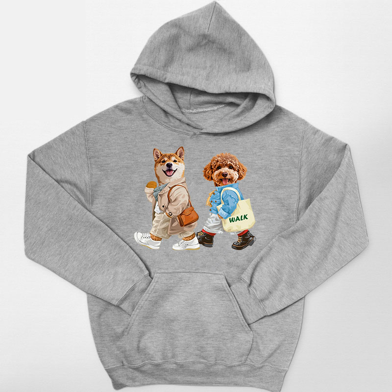 カスタムフワモコ部  パーカー  walk  2頭デザイン26123-1