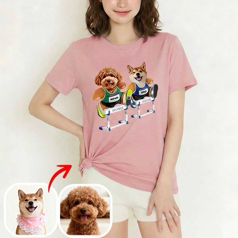 カスタムフワモコ部  プレミアムTシャツ  ハドルチャレ 2頭デザイン 260316-6