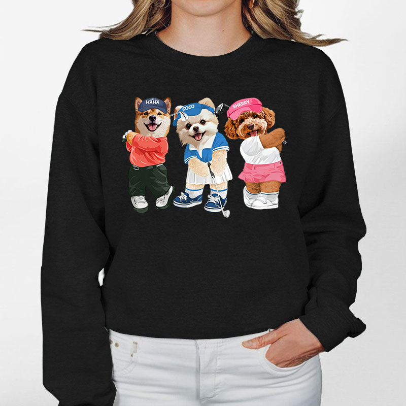 カスタムフワモコ部 　トレーナー   ゴルフスクワッド  3頭デザイン251222-4