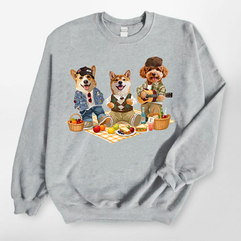 カスタムフワモコ部  トレーナー  ピクニック 3頭デザイン26123-4