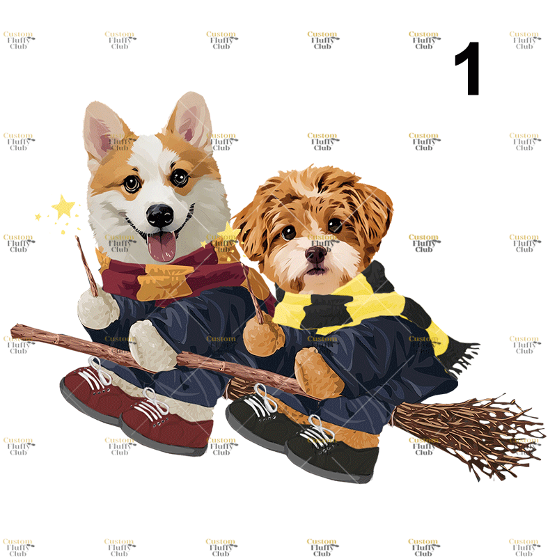 カスタムフワモコ部  プレミアムTシャツ  魔法使い    2頭デザイン 1013-1-5