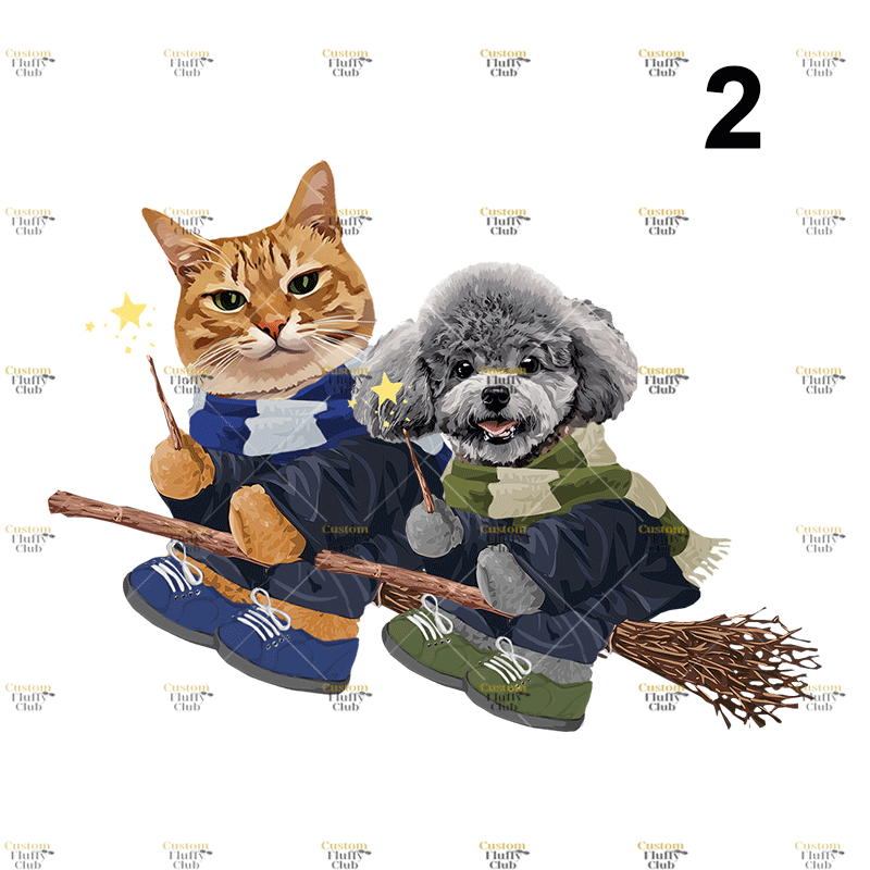 カスタムフワモコ部  プレミアムTシャツ  魔法使い    2頭デザイン 1013-1-5