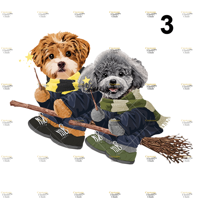 カスタムフワモコ部  プレミアムTシャツ  魔法使い    2頭デザイン 1013-1-5