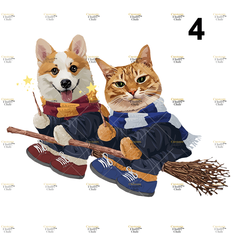 カスタムフワモコ部  プレミアムTシャツ  魔法使い    2頭デザイン 1013-1-5