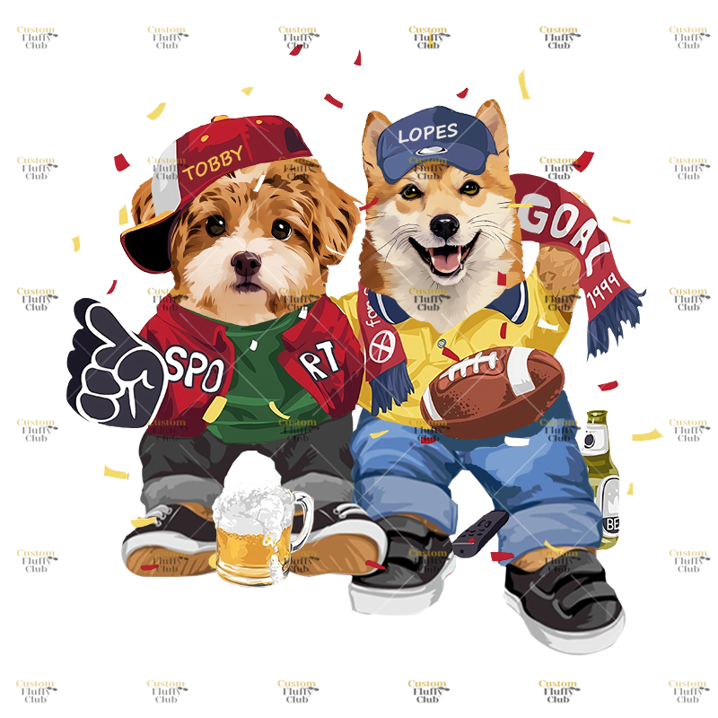 カスタムフワモコ部 　パーカー    PARTY  2頭デザイン1011-2-6